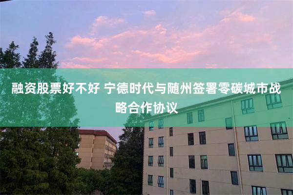 融资股票好不好 宁德时代与随州签署零碳城市战略合作协议